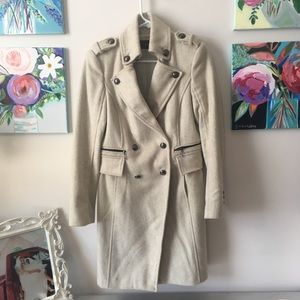 Zara linen long pea coat